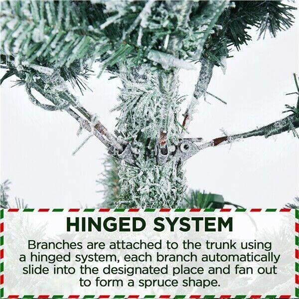 9ft Prelit Snow Flocked Artificial Christmas Tree Pencil Fir Tree with Stand