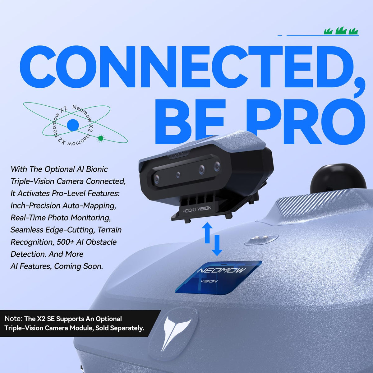 Neomow X2 SE 360° 3D LiDAR Robot Lawn Mower, Wire for 0.75 Acre, No RTK Antenna, 4G App Control, GPS Anti-Theft, 13Ah, IPX6, Support Upgrade AI Bionic Triple Vision Module for Auto-Mapping