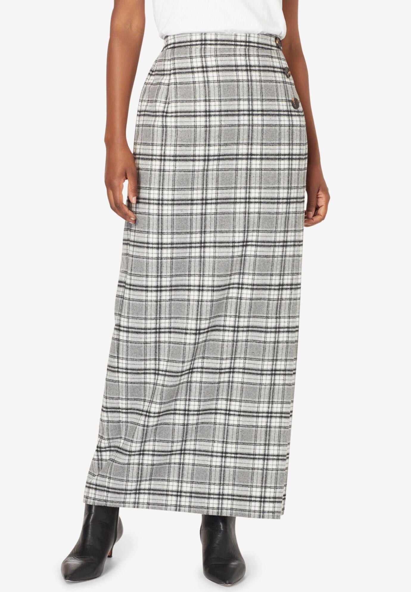 side-button wool skirt