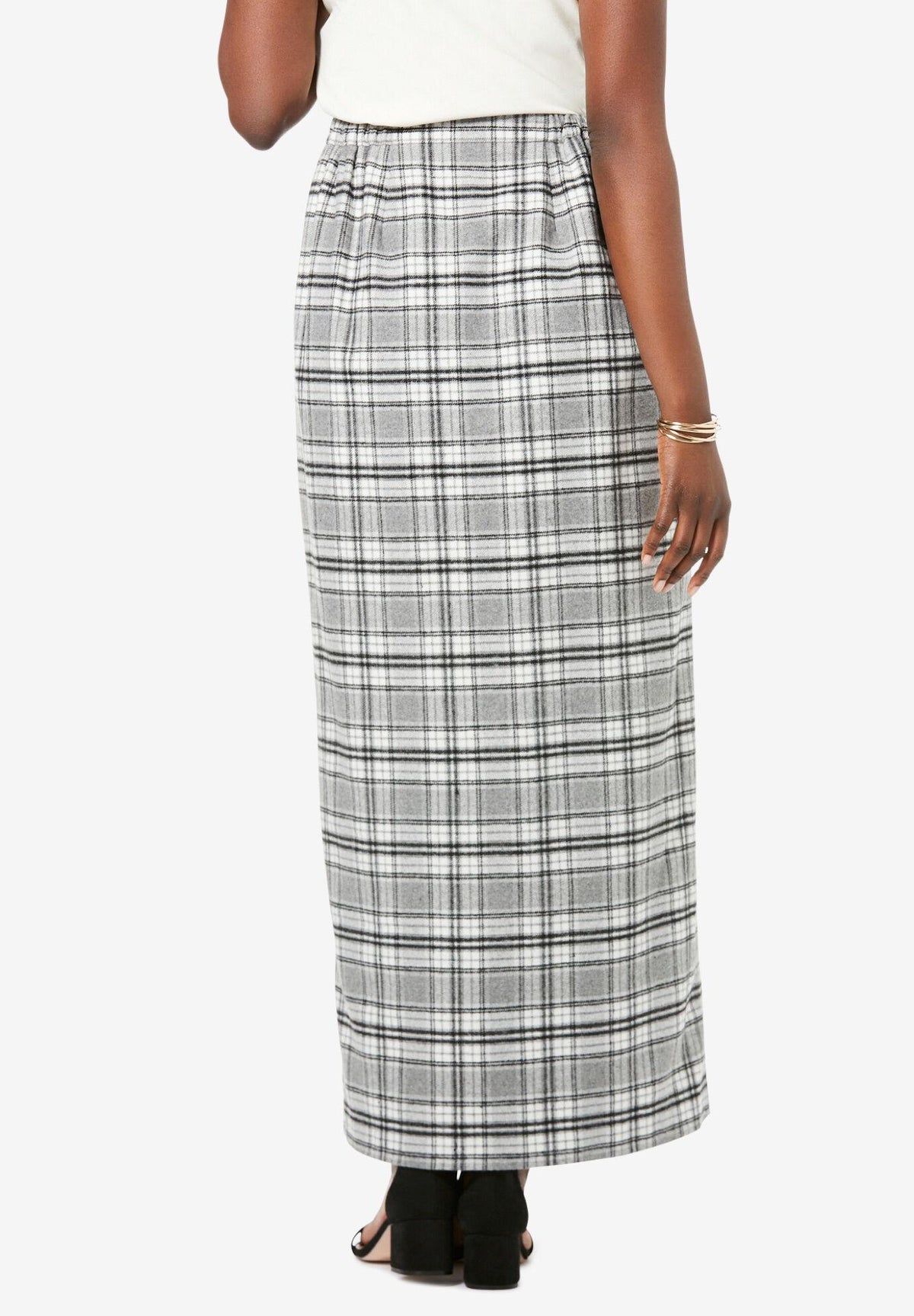 side-button wool skirt
