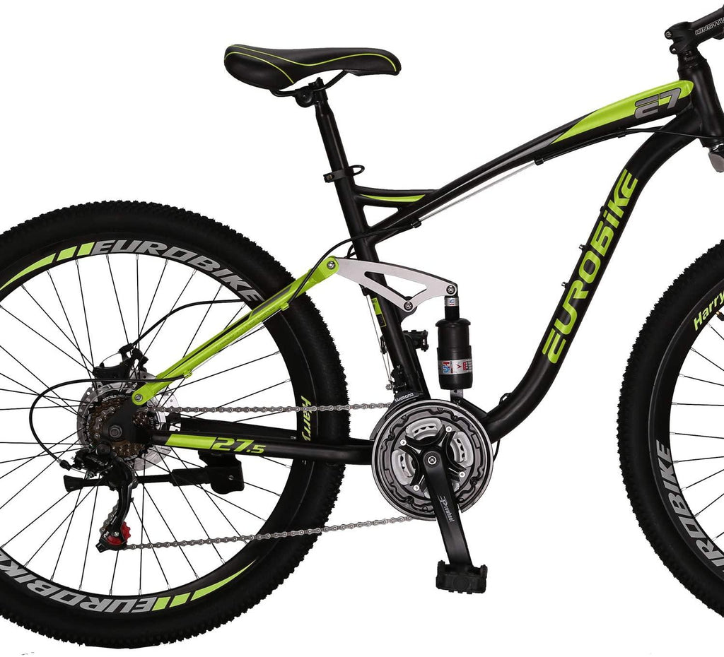 EUROBIKE OBK E7 Mountain Bike 21 Speed Bicycle 27.5” Full Suspension Mens Bikes Daul Disc Brakes MTB (Yellow)