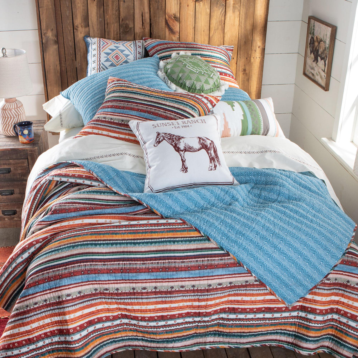 Yuma Bright Color Southwest Stripes Quilt Size Full/Queen