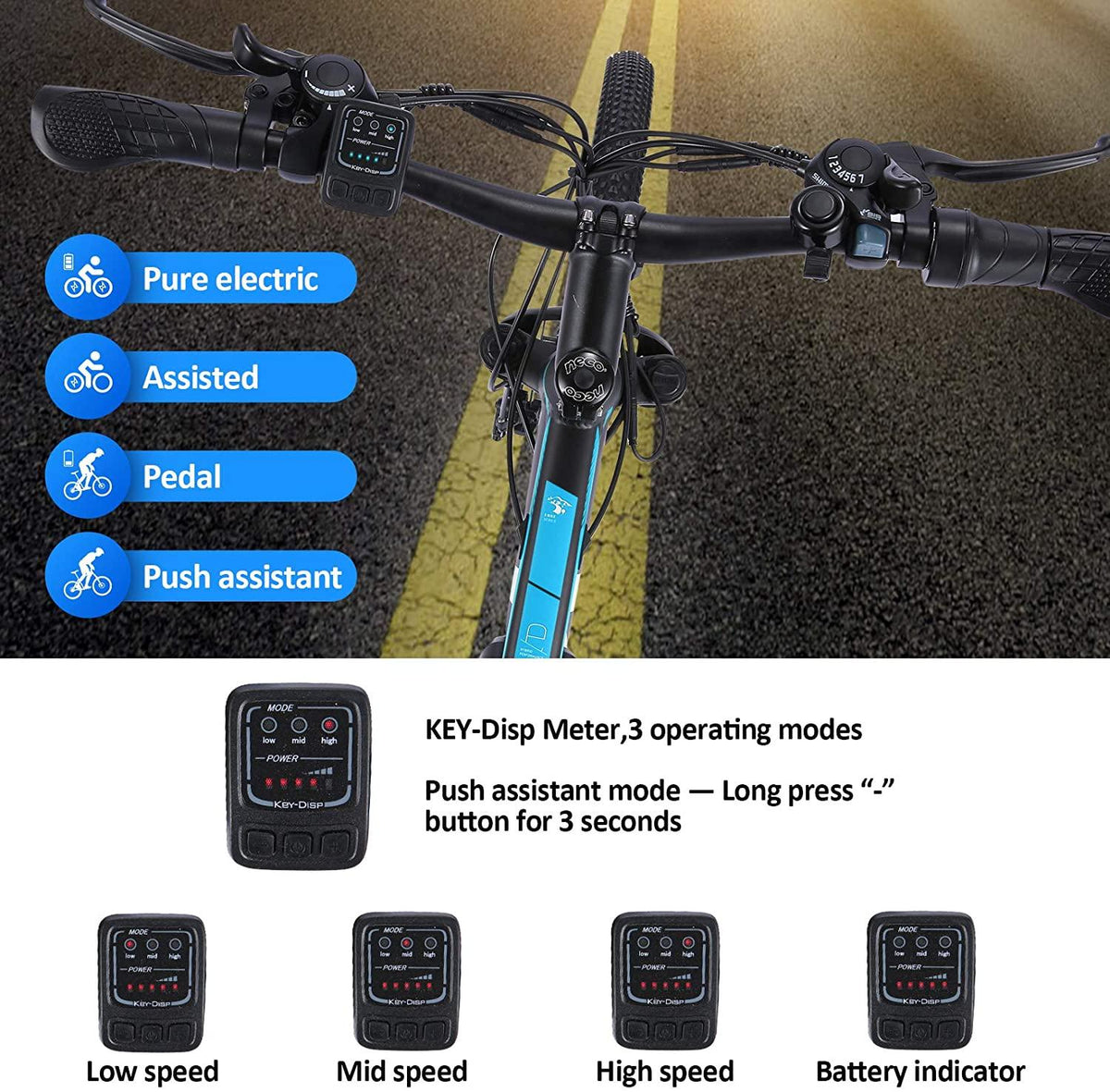 VIVI Electric Bike 350W, 27.5/26 Inch Electric Bikes for Adults Mountain Bike, 36V/10.4Ah Removable Battery, 21 Speed Gears, Electric Bicycle 20MPH Speed