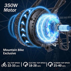 VIVI Electric Bike 350W, 27.5/26 Inch Electric Bikes for Adults Mountain Bike, 36V/10.4Ah Removable Battery, 21 Speed Gears, Electric Bicycle 20MPH Speed