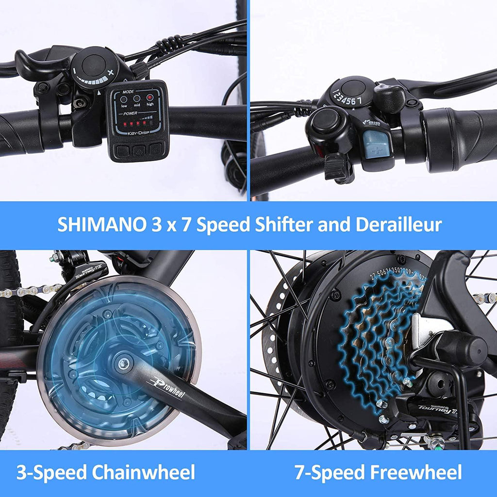 VIVI Electric Bike 350W, 27.5/26 Inch Electric Bikes for Adults Mountain Bike, 36V/10.4Ah Removable Battery, 21 Speed Gears, Electric Bicycle 20MPH Speed