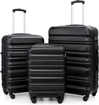 Luggage 3 Piece Set ABS Hardshell Lightweight Suitcase with TSA Lock Spinner Wheels 20in24in28in (Black)