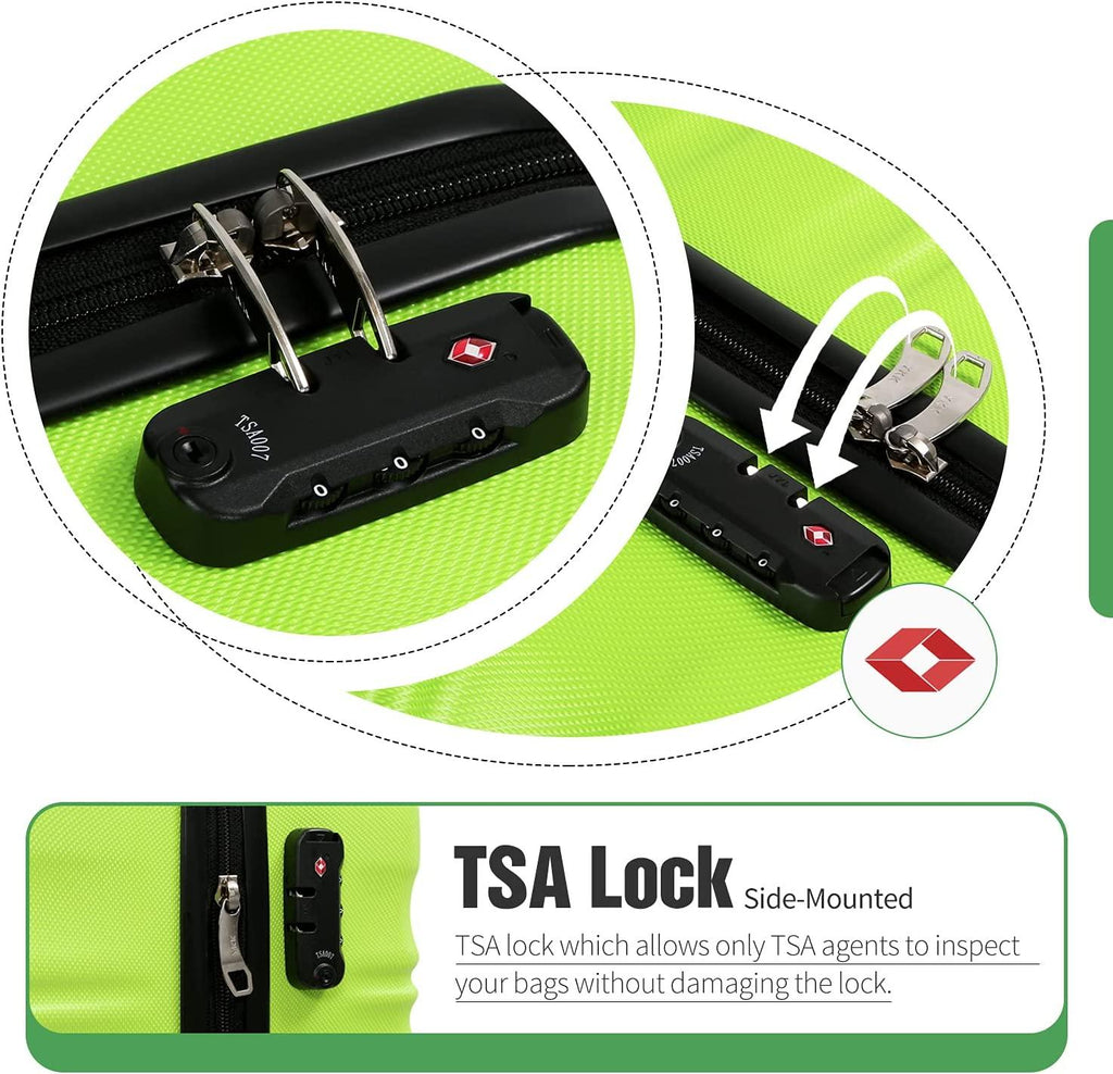 Luggage 3 Piece Set ABS Hardshell Lightweight Suitcase with TSA Lock Spinner Wheels 20in24in28in (Black)