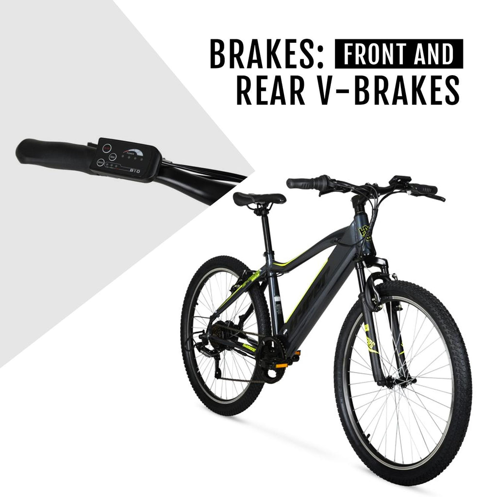 Hyper Bicycles E-Ride Electric Pedal Assist Mountain Bike, 26in MTB, Black