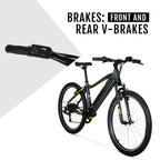 Hyper Bicycles E-Ride Electric Pedal Assist Mountain Bike, 26in MTB, Black