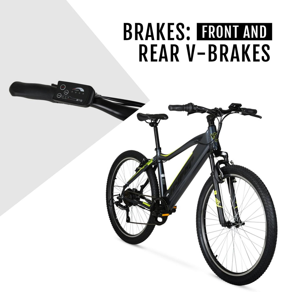 Hyper Bicycles E-Ride Electric Pedal Assist Mountain Bike, 26in MTB, Black