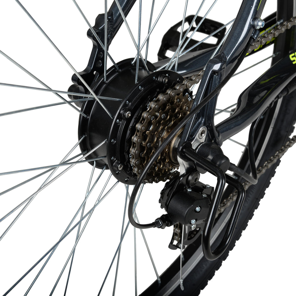 Hyper Bicycles E-Ride Electric Pedal Assist Mountain Bike, 26in MTB, Black