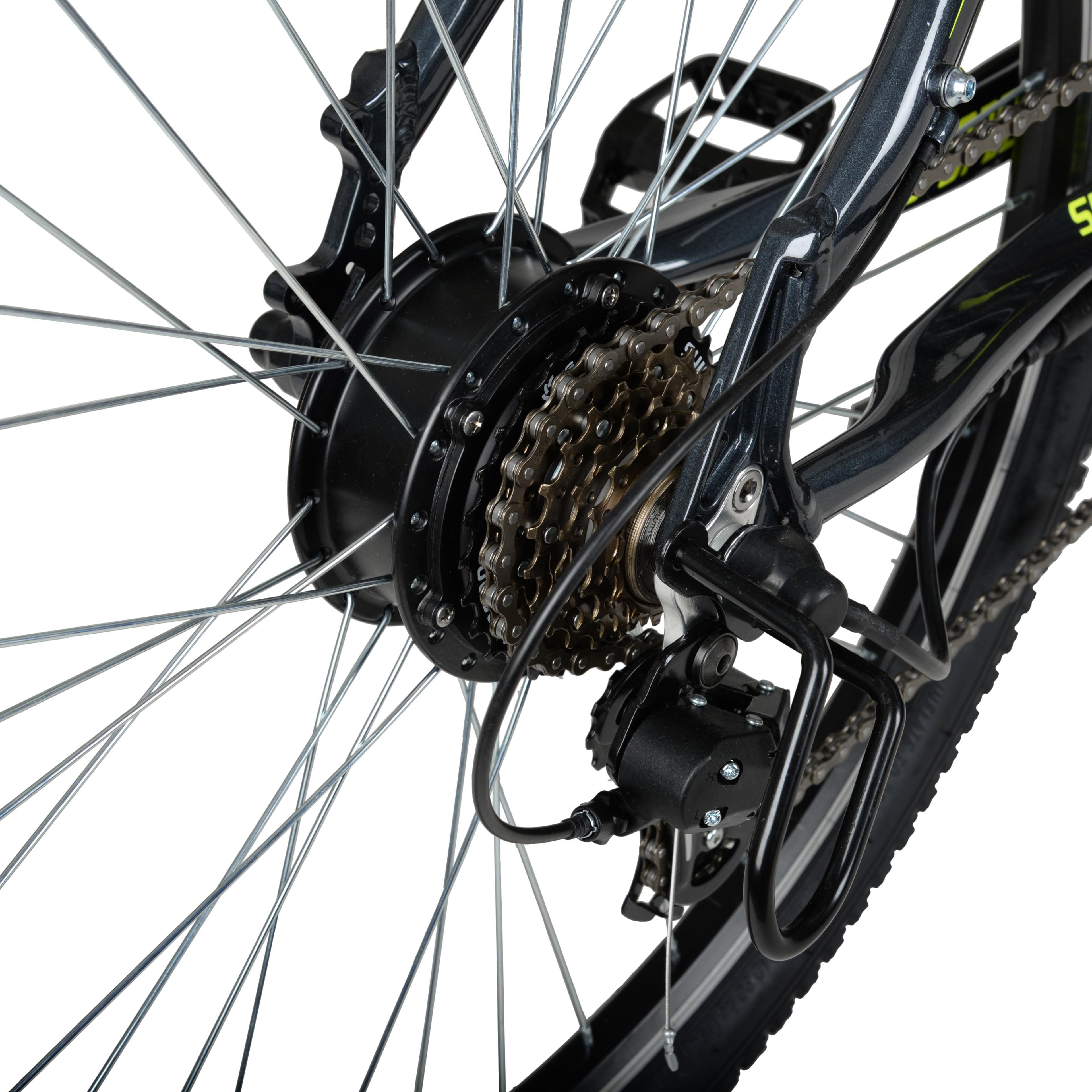 Hyper Bicycles E-Ride Electric Pedal Assist Mountain Bike, 26in MTB, Black