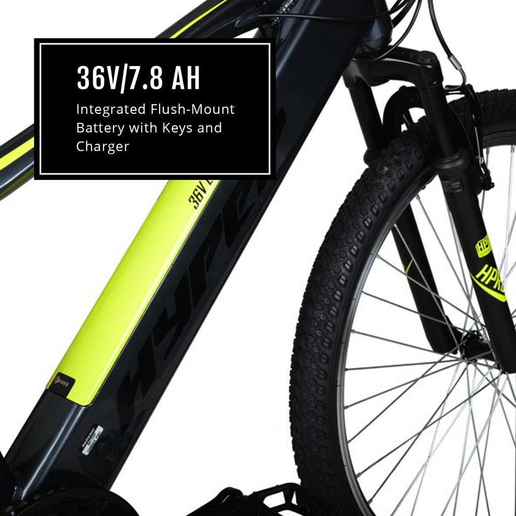 Hyper Bicycles E-Ride Electric Pedal Assist Mountain Bike, 26in MTB, Black