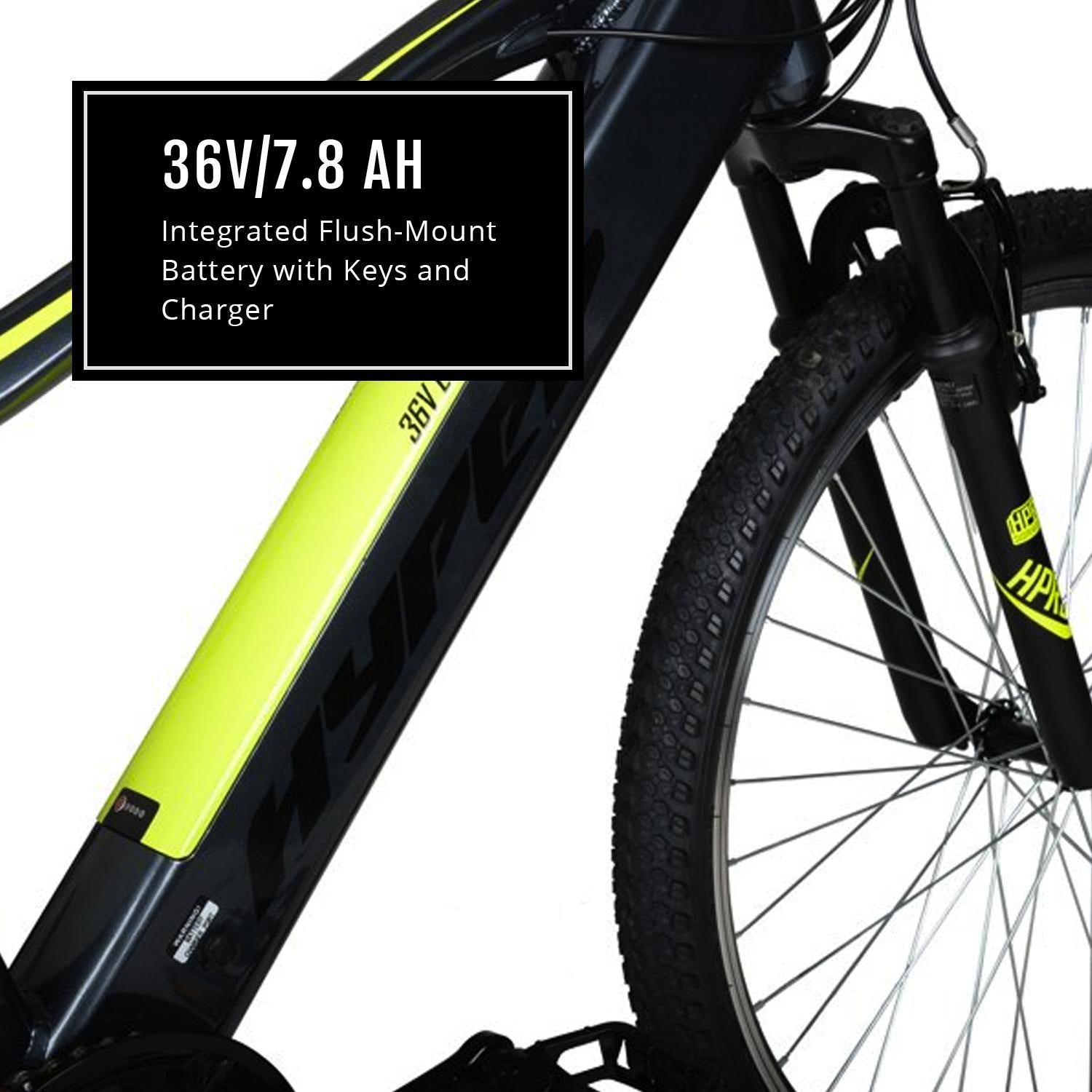 Hyper Bicycles E-Ride Electric Pedal Assist Mountain Bike, 26in MTB, Black