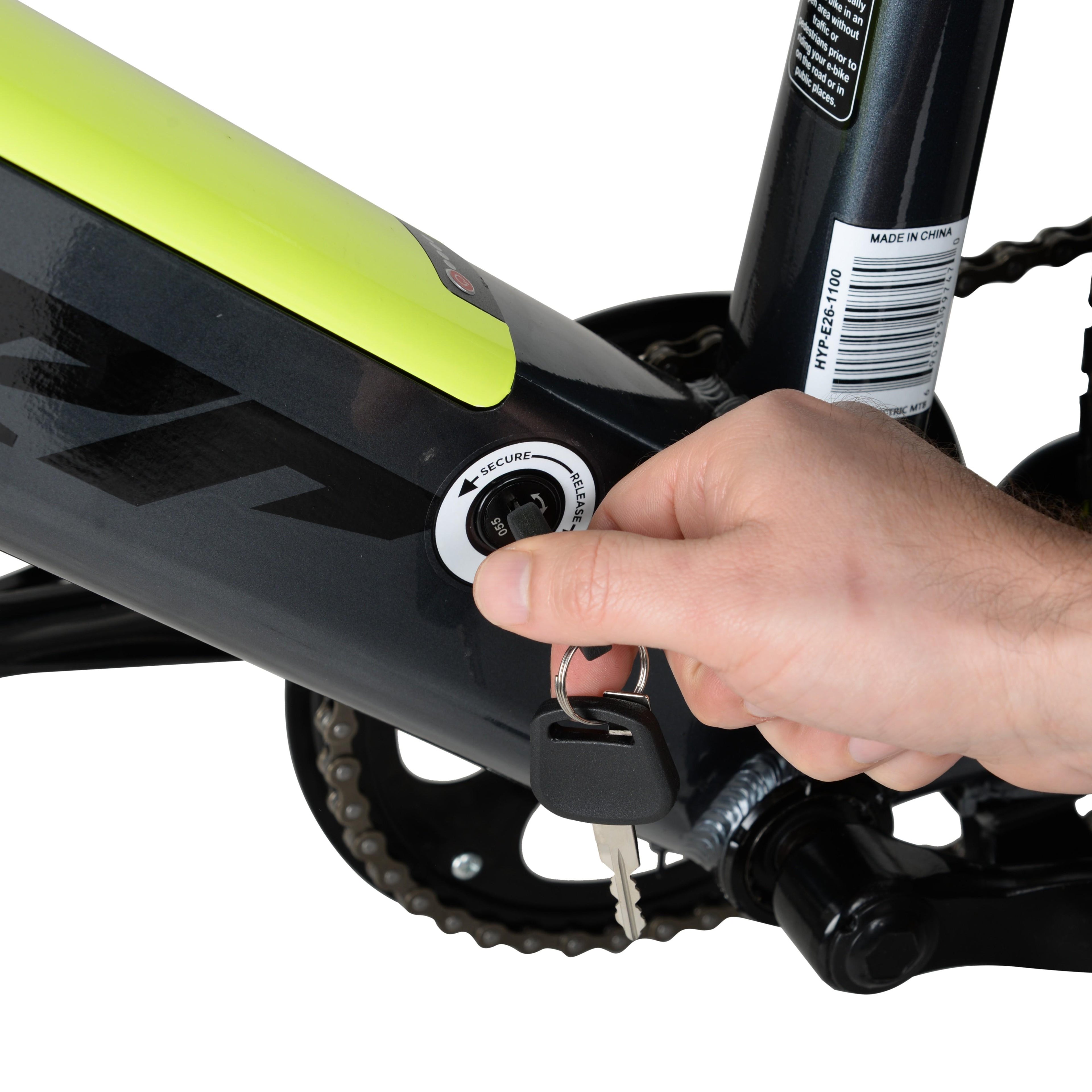 Hyper Bicycles E-Ride Electric Pedal Assist Mountain Bike, 26in MTB, Black