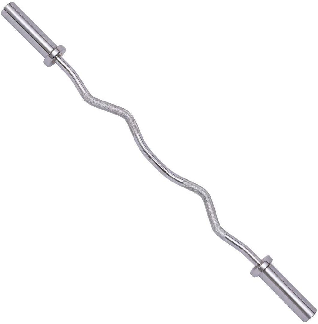 Everyday Essentials Olympic Super Curl Barbell Curl Bar, 48 inch (350 lb Weight Capacity), Silver (CB4S)