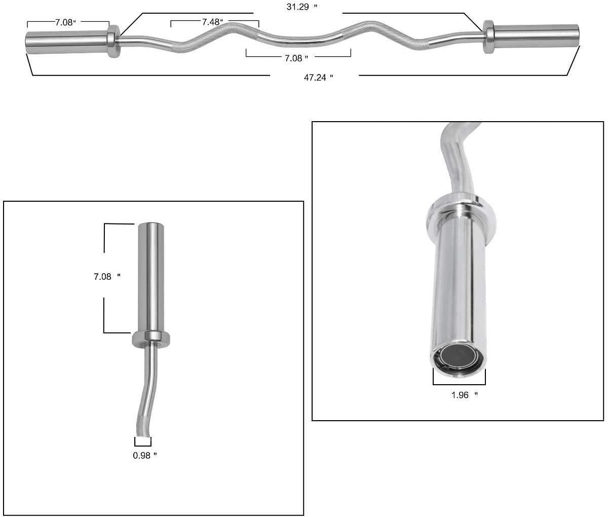 Everyday Essentials Olympic Super Curl Barbell Curl Bar, 48 inch (350 lb Weight Capacity), Silver (CB4S)