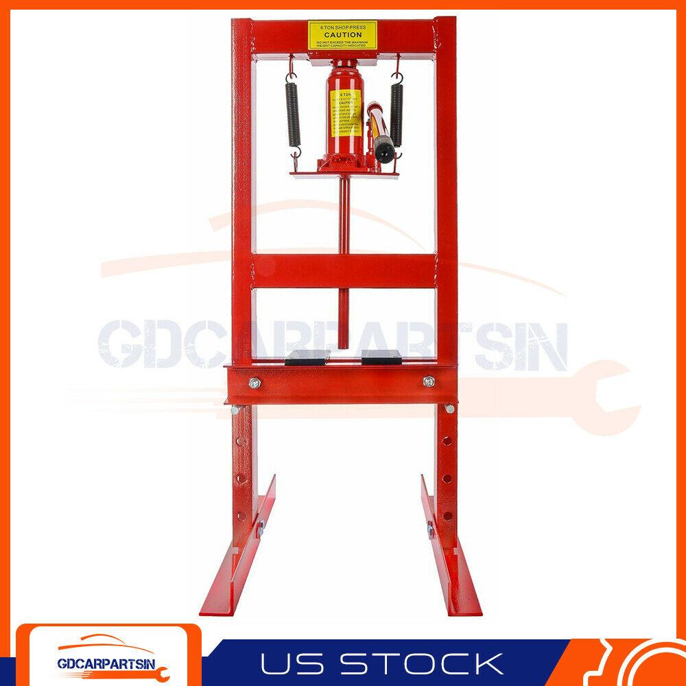 6 Ton Shop Press Hydraulic Bottle Jack Benchtop H-Frame Plates Jack Stand Tools