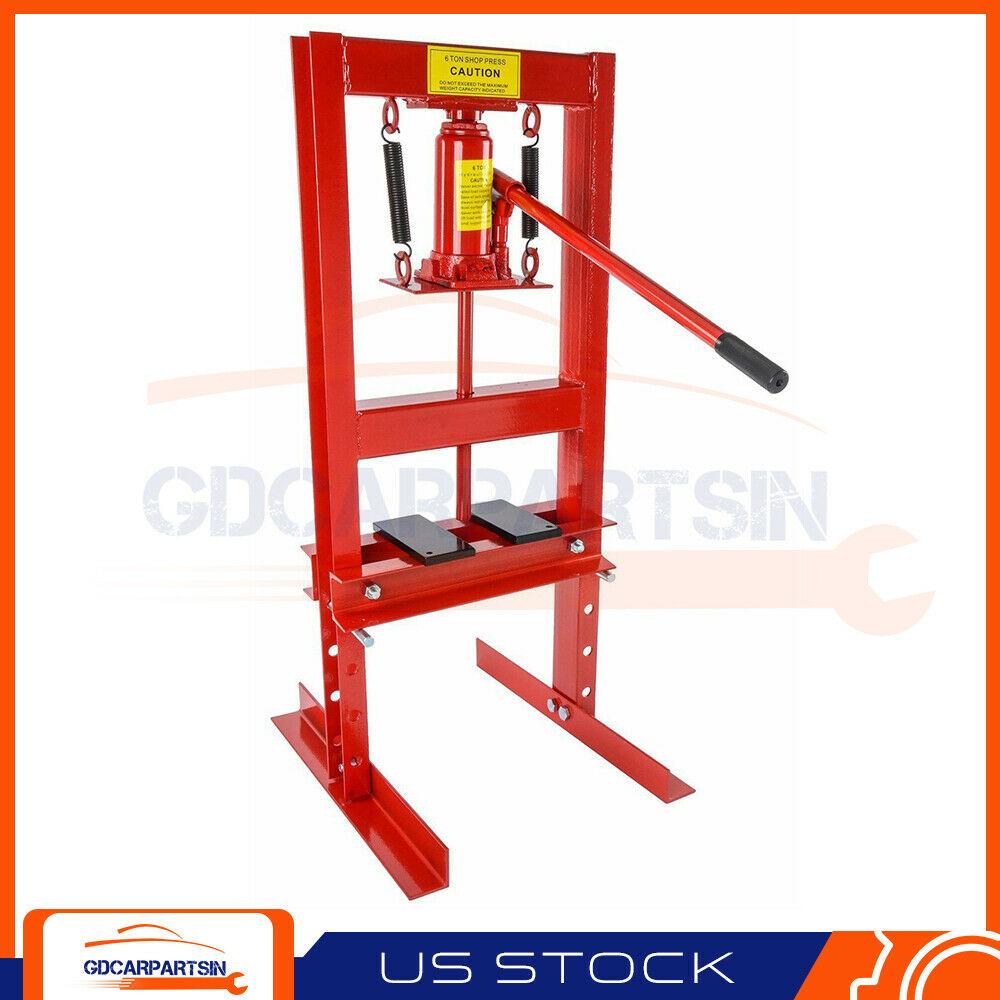 6 Ton Shop Press Hydraulic Bottle Jack Benchtop H-Frame Plates Jack Stand Tools