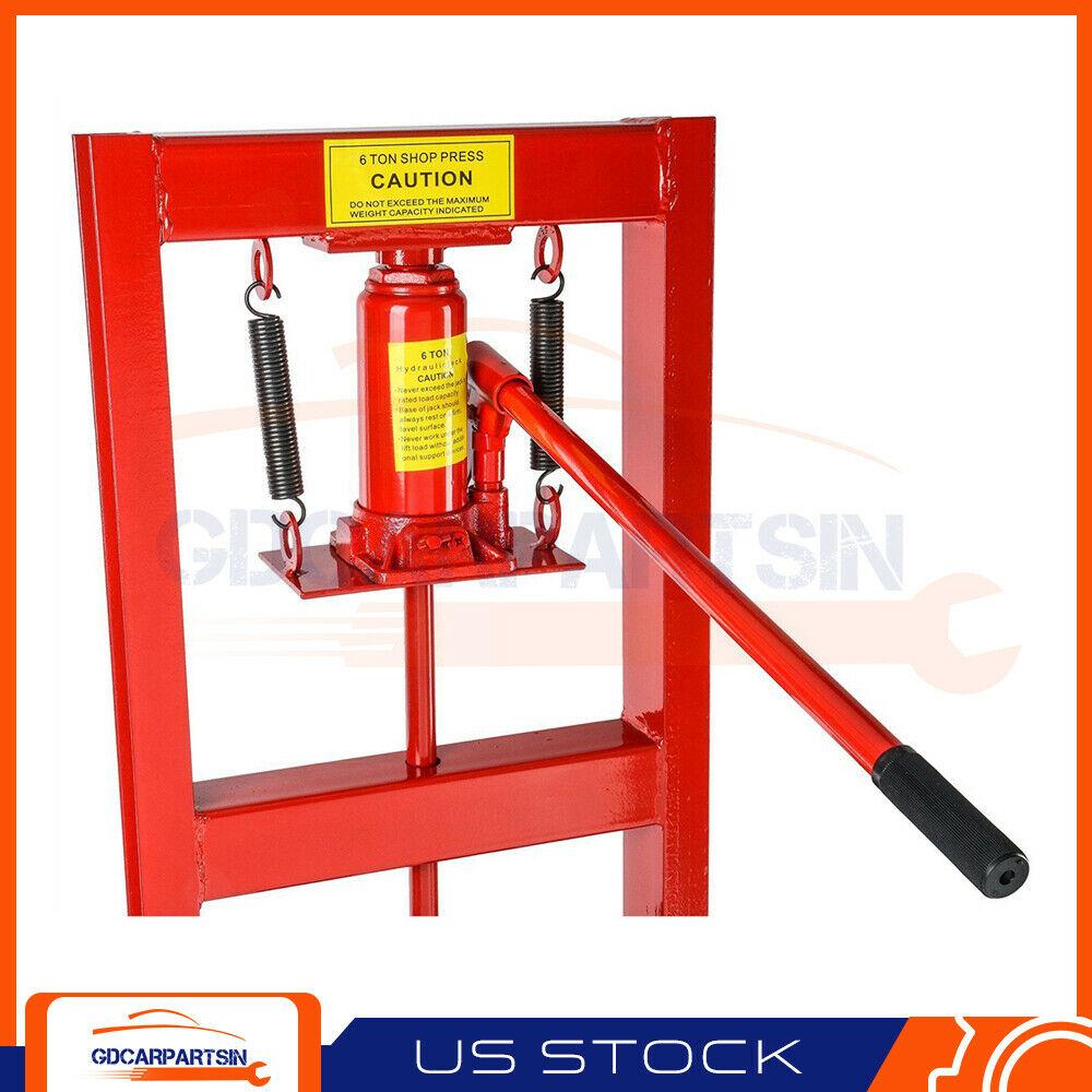 6 Ton Shop Press Hydraulic Bottle Jack Benchtop H-Frame Plates Jack Stand Tools
