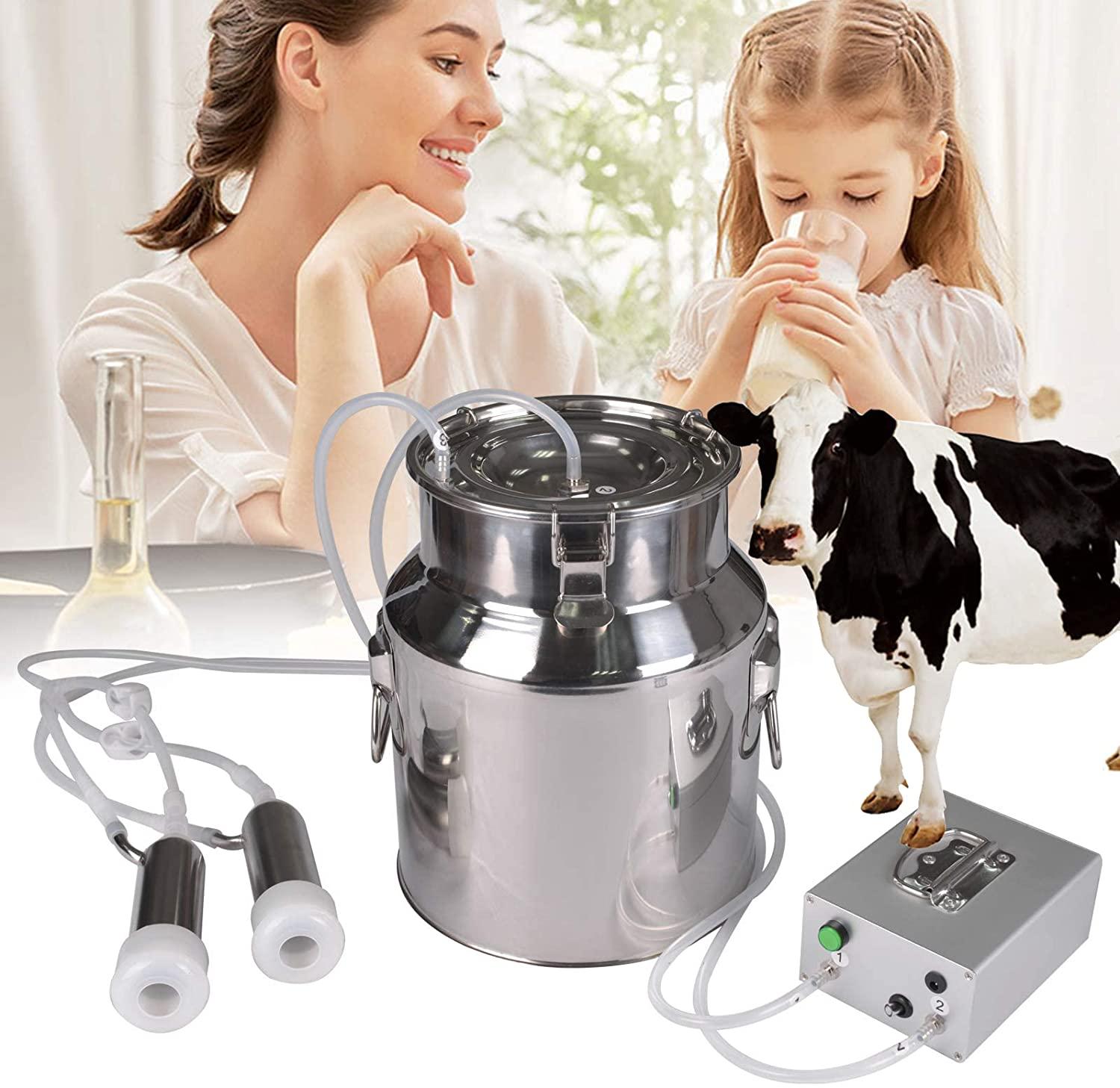 tehongmai electric milking machinefor cow, 14l pulsation direct suction integration vacuum pump and automatic stop device, portable livestock milking equipment