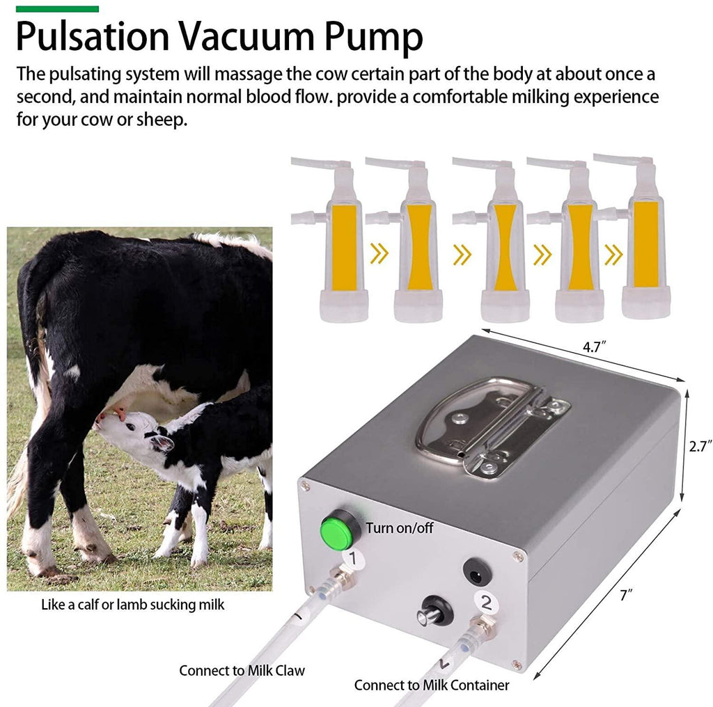 tehongmai electric milking machinefor cow, 14l pulsation direct suction integration vacuum pump and automatic stop device, portable livestock milking equipment