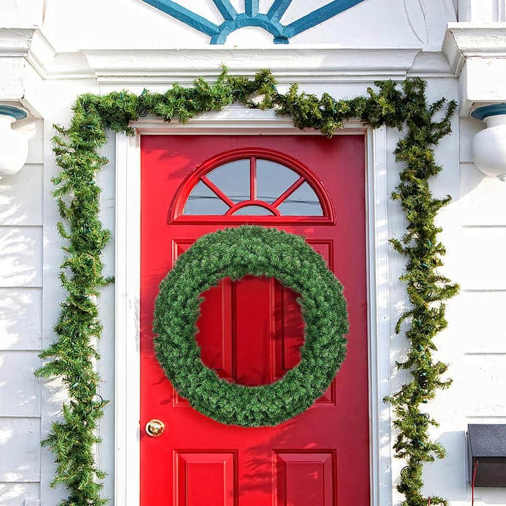 48 in. Green Cordless Pre-Lit LED Artificial Christmas Wreath 714 Tips with 200 LED Light and Timer