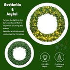 48 in. Green Cordless Pre-Lit LED Artificial Christmas Wreath 714 Tips with 200 LED Light and Timer