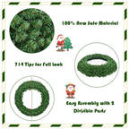48 in. Green Cordless Pre-Lit LED Artificial Christmas Wreath 714 Tips with 200 LED Light and Timer