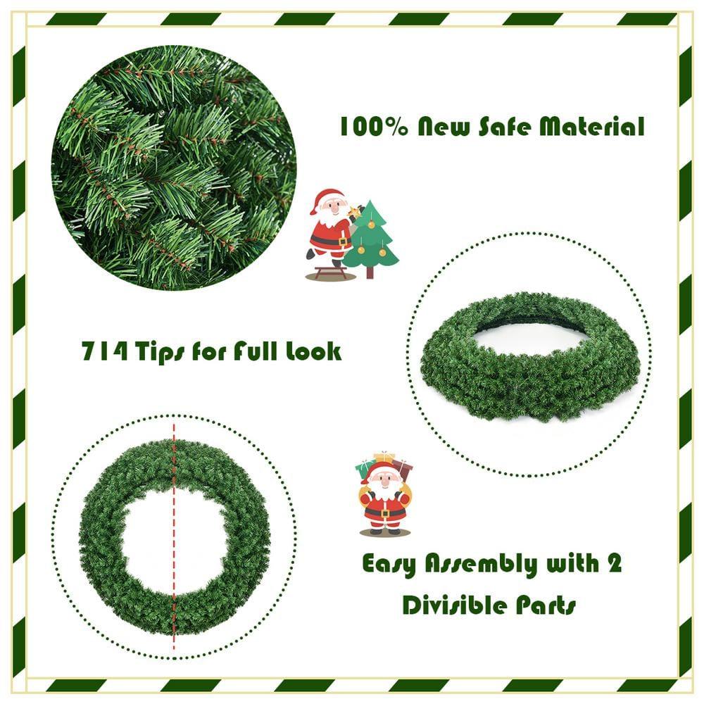 48 in. Green Cordless Pre-Lit LED Artificial Christmas Wreath 714 Tips with 200 LED Light and Timer