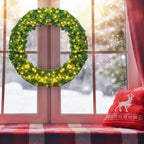 48 in. Green Cordless Pre-Lit LED Artificial Christmas Wreath 714 Tips with 200 LED Light and Timer