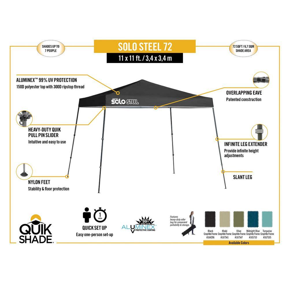Solo72 11 ft. x 11 ft. Turquoise Slant Leg Canopy