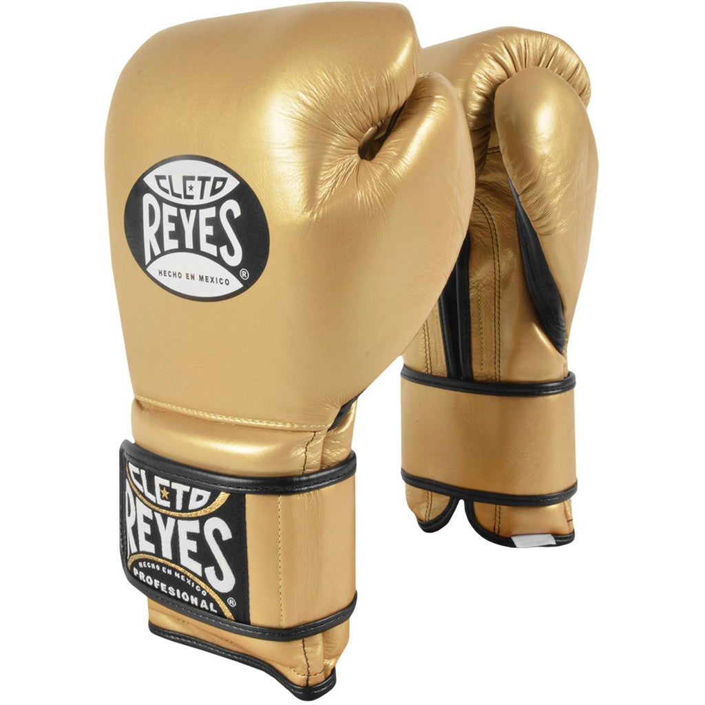 Cleto Reyes Hook and Loop Leather Training Boxing Gloves - 14 oz. - Solid Gold