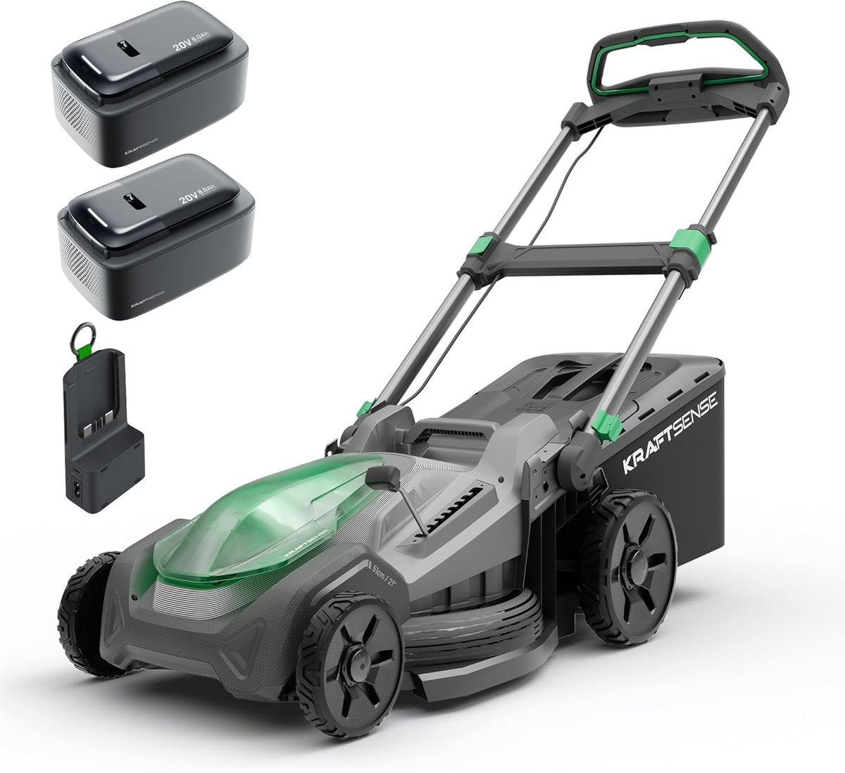 20.5 Inch Cordless Lawn Mower, 40V Electric Push Mower with 2x8.0Ah Batteries and Rapid Charger, Brushless Ultra-Quiet Lawn Mower for Medium to LarYards