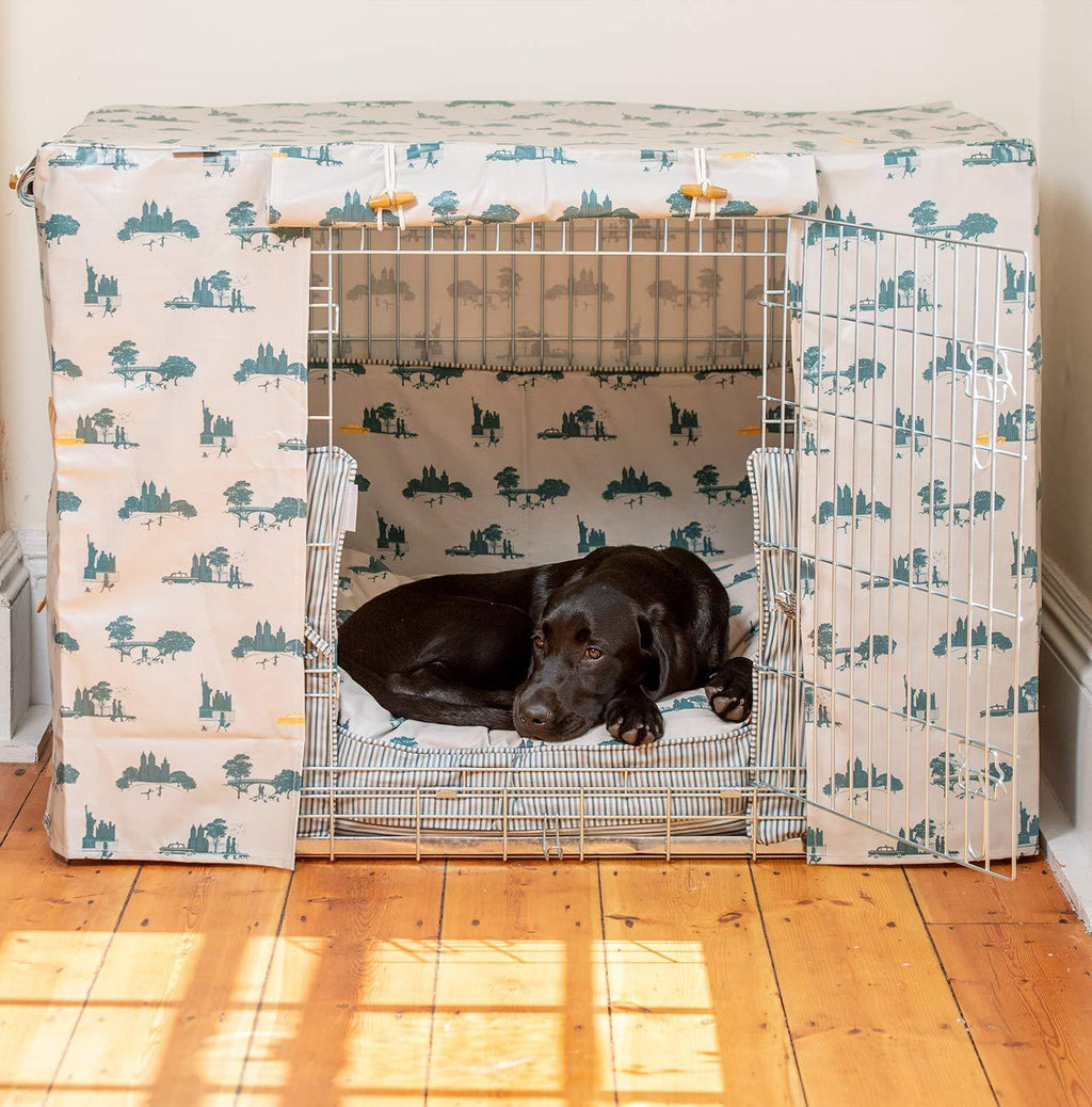 Lords &amp; Labradors Central Park Oilcloth Dog Crate Cover to fit Midwest iCrate and Similar Sized Dog Cages