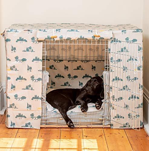 Lords &amp; Labradors Central Park Oilcloth Dog Crate Cover to fit Midwest iCrate and Similar Sized Dog Cages