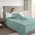 Beautyrest Plush Electric Blanket Throw For Cold Weather - Multi-Level Heat Settings Controller, Secure Comfort Low EMF Technology and Auto Shut Off Safety, King, Aqua