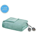 Beautyrest Plush Electric Blanket Throw For Cold Weather - Multi-Level Heat Settings Controller, Secure Comfort Low EMF Technology and Auto Shut Off Safety, King, Aqua