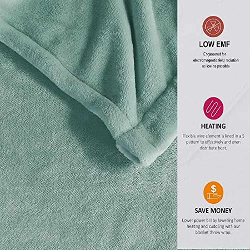 Beautyrest Plush Electric Blanket Throw For Cold Weather - Multi-Level Heat Settings Controller, Secure Comfort Low EMF Technology and Auto Shut Off Safety, King, Aqua