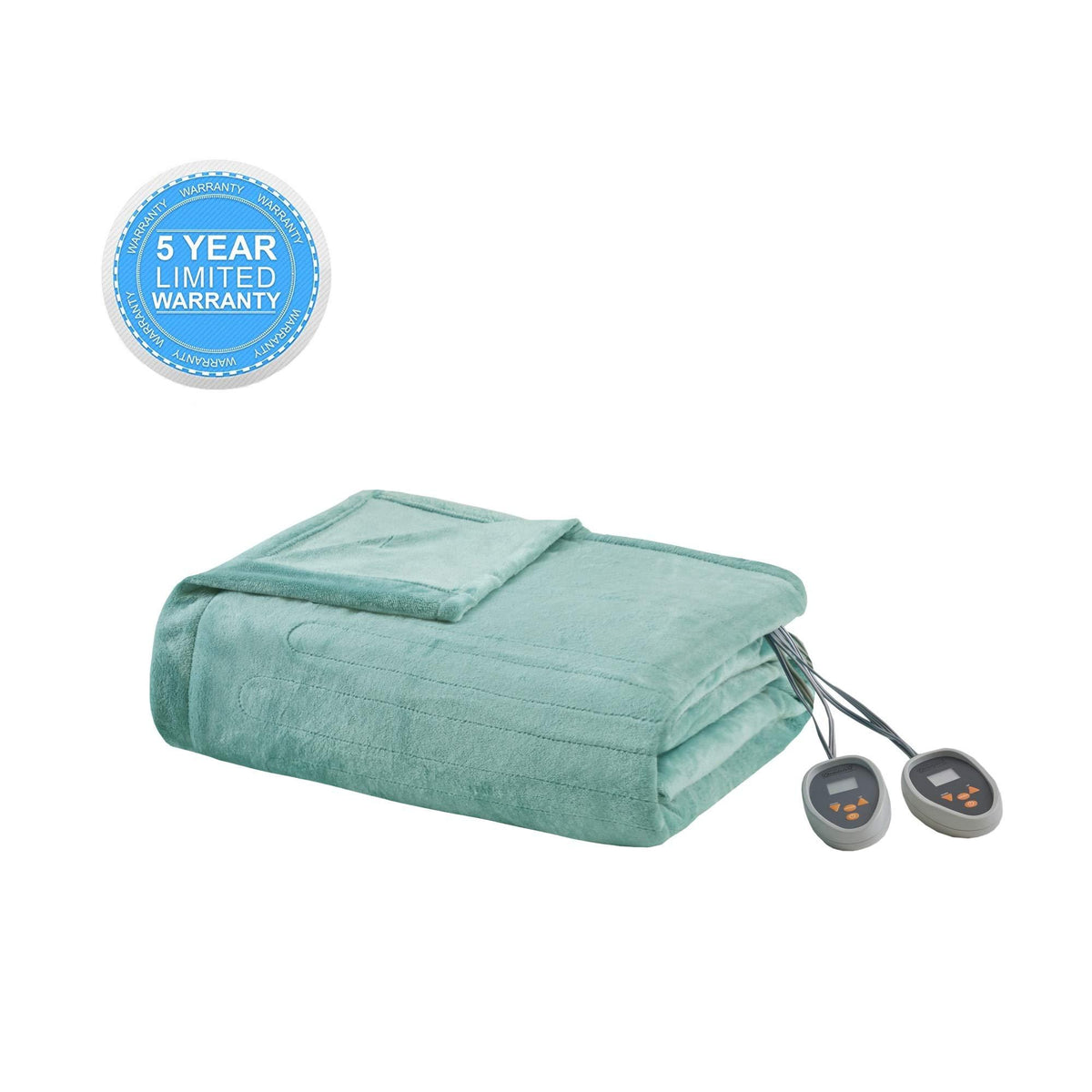 Gracie MIlls Plush Lightweight Ultra Soft Cozy Washable Electric Blanket Heated Throw With Auto Shutoff, Queen Size, Aqua -BR54-0905