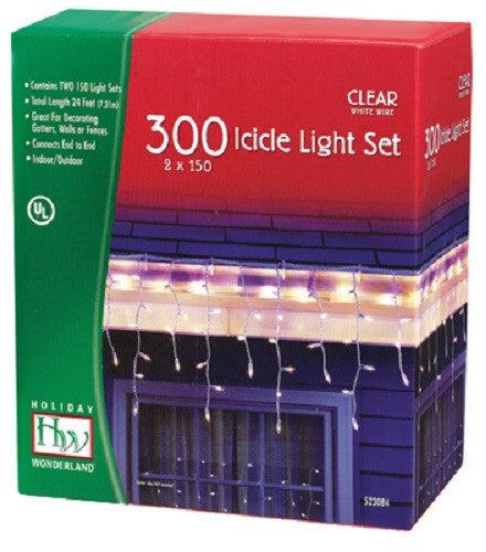 Inliten 14084W-88 Holiday Wonderland 300 Count Clear Icicle Christmas Light Set - Quantity of 5