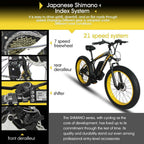 EAYSG 26"36V 500W Fat Tire Electric Bicycle Mountain Snow Beach EBike 21Speed()