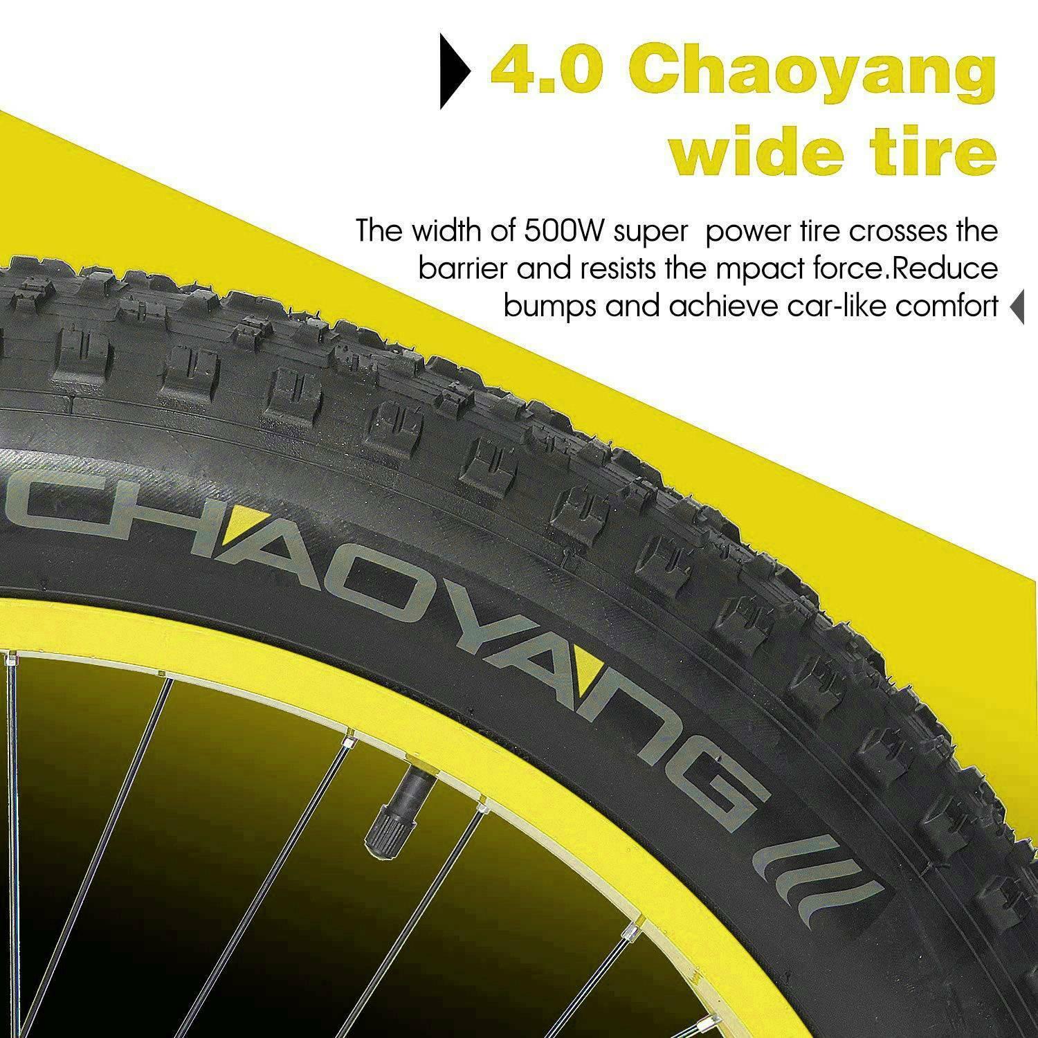 EAYSG 26"36V 500W Fat Tire Electric Bicycle Mountain Snow Beach EBike 21Speed()