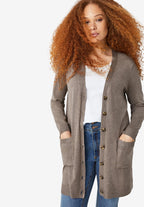 long boyfriend cardigan with tortoise buttons