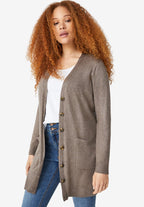 long boyfriend cardigan with tortoise buttons