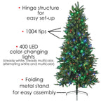 TV15077 Artificial Pre-Lit Christmas Tree, Southern Spruce, 400 Color-Changing Lights, 7-Ft. - Quantity 1
