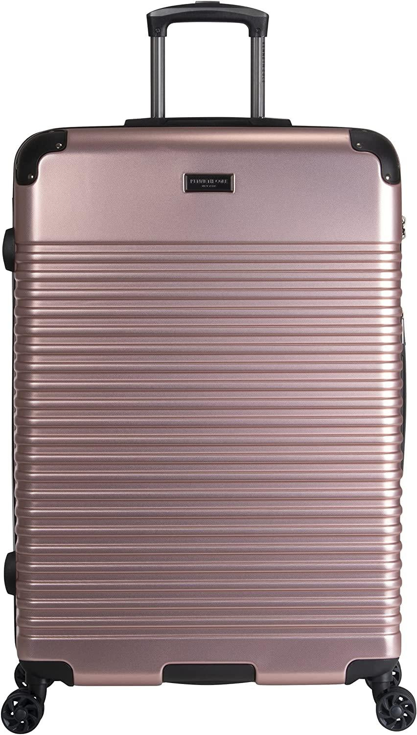Scott's Corner Hardside Expandable 8-Wheel Spinner TSA Lock Travel Suitcase, KCNY Plaza Rose Gold, 28-inch Checked