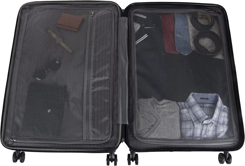Scott's Corner Hardside Expandable 8-Wheel Spinner TSA Lock Travel Suitcase, KCNY Plaza Rose Gold, 28-inch Checked