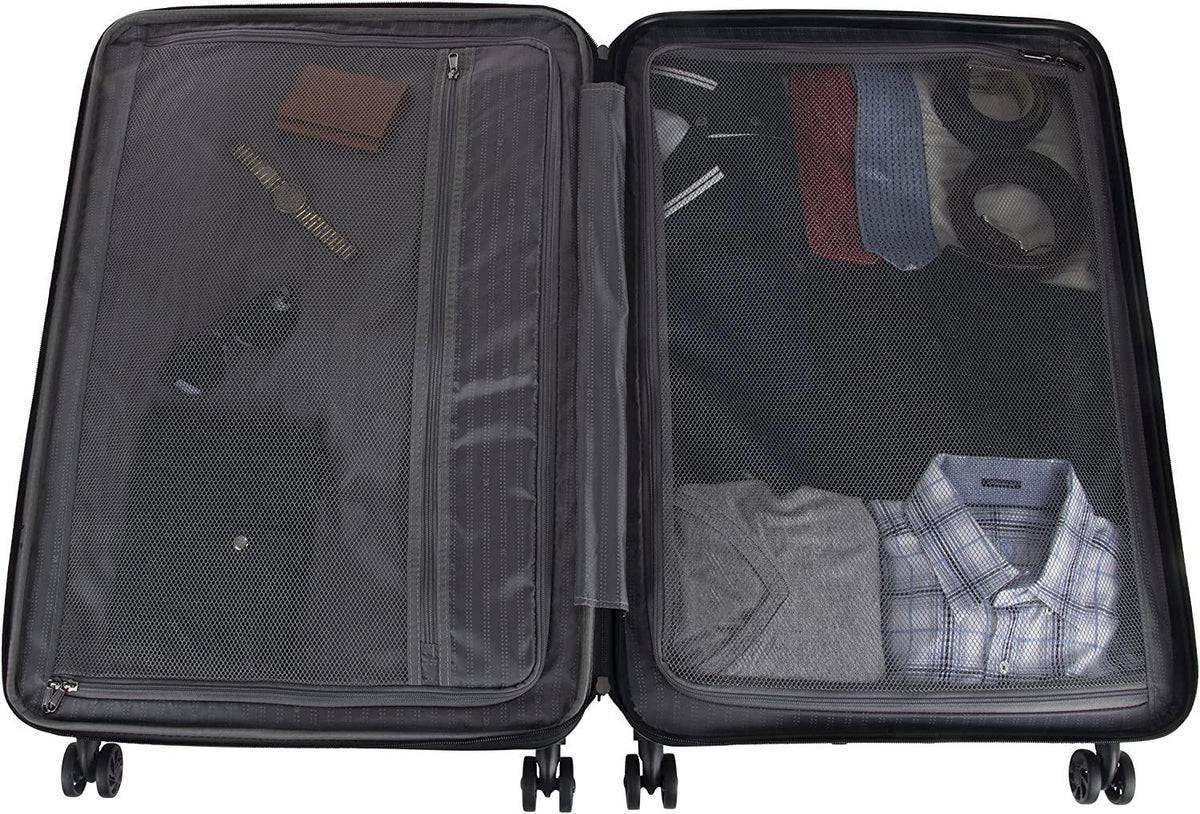 Scott's Corner Hardside Expandable 8-Wheel Spinner TSA Lock Travel Suitcase, KCNY Plaza Rose Gold, 28-inch Checked