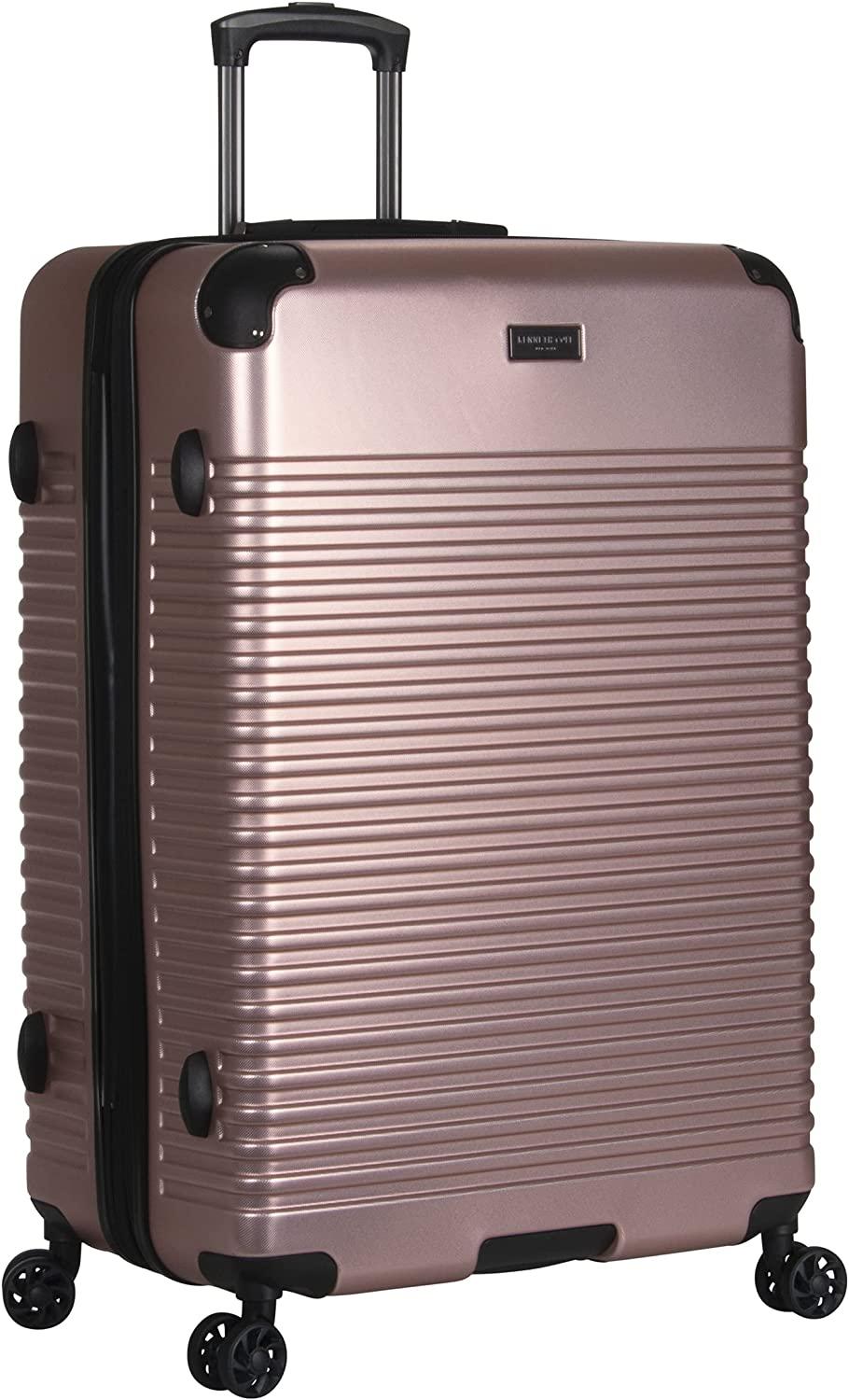 Scott's Corner Hardside Expandable 8-Wheel Spinner TSA Lock Travel Suitcase, KCNY Plaza Rose Gold, 28-inch Checked
